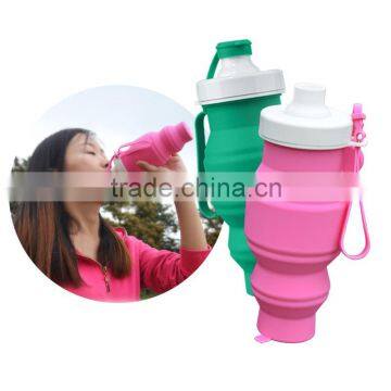 Portable Silicone Folding Water Bottle Outdoor Hiking Riding Camping Water Container