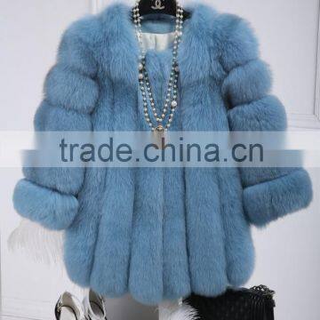 New Collection High Quality Popular Blue Fox Fur Coat for Winter Fashion Ladies