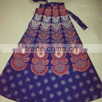 Colorful ethnic designs Cotton skirt wrap on skirt sarong style hand block print