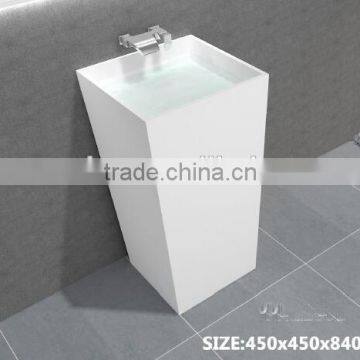 Italian Freestanding Pedestal Wash Basin, artificial stone solid surface bathroom pedestal wash basin