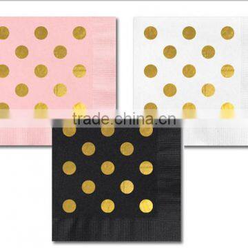 Hot sale 3 layers gold color foil stamped napkin OEM