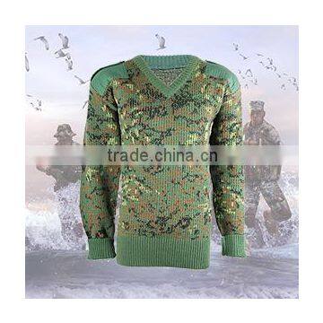 Woodland camo. high quality V colar military pullover for camping