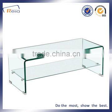 HOT BENDING SQUARE ART TEMPERED GLASS COFFEE TABLE DOUBLE LAYER GLASS FUNKY CLASSIC TABLE