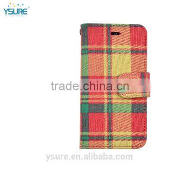 Plaid Pattern Fabric Leather Phone Case For OnePlus One With PVC ID and Credit Card Slots