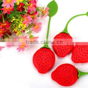 Eco-friendly Food Grade Safe strawberry shape Silicone Tea Bag Silicone Tea Infuser