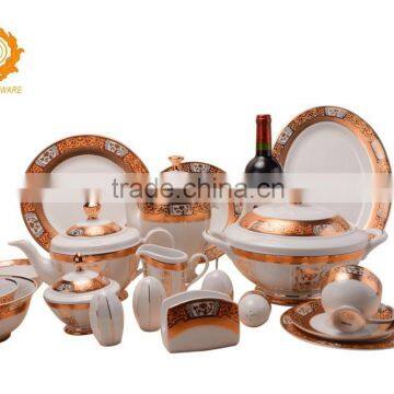 Classical embossed gold dinner set for all compostion