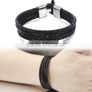 2015 Most Popular Personalized genuine leather braided mens bracelets