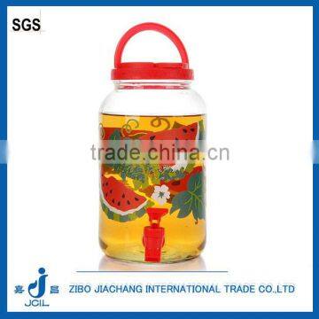 Wholesale 3L glass plum wine bottle with plastic tap