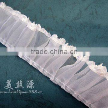 Wholesale pink garment accessory tulle trim with lace