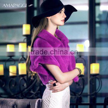 Factory sale whole plet mink fur cape coat for women