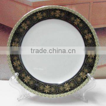 Chinese Half Black Decal Fine PORCELAIN DINNER PLATE
