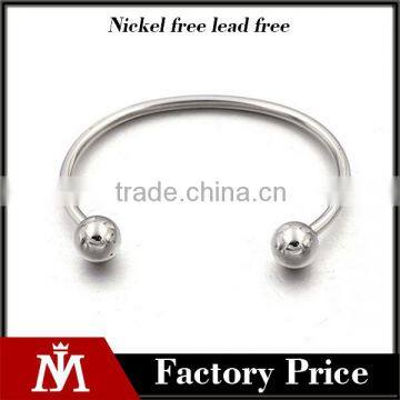 Wholesale High Polishing Bead Jewelry Women Stainless Steel Silver Opem Bangle