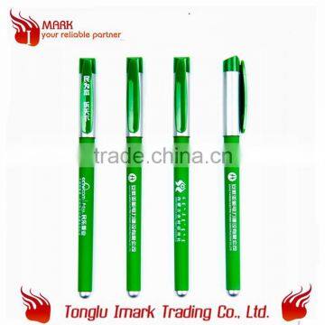 Smooth writing plastic promotional gel ink pen with logo moq 1000pcs