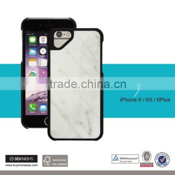 3D Knight Customized Laser Engraving LOGO TOP PC Black White Marble Stone for iPhone 6 6s Marble Case