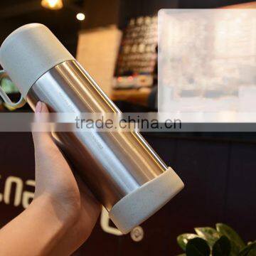 Stainless steel vacuum water bottle with flip lid sports bottle thermos kettle