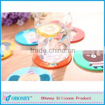 Eco-friendly FDA LFGB standard cartoon Romany cup mat food grade silicone cup mat silicone cup coaster