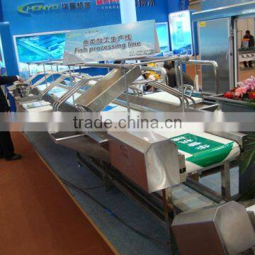 Stainless steel fish processing and conveying line