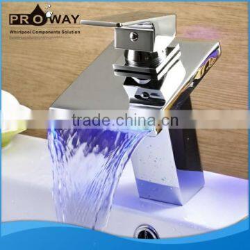 PROWAY Instant LED Light Waterfall Spout Tap Bathroom Faucet Vintage