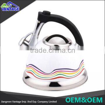 Factory Price Single And Double Bottom Travel Stainless Steel Tea Kettle With Colorful Coating