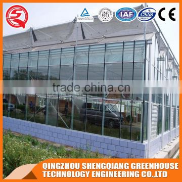 Commercial glass greenhouse hot galvanized steel frame made in China