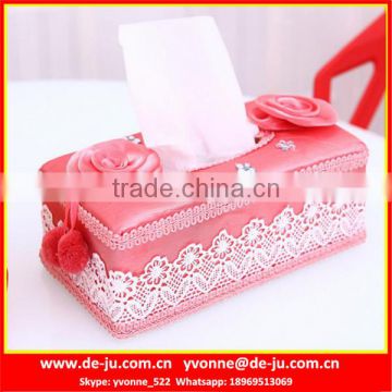 Lacework Sewing Red Decorative Tissue Boxes