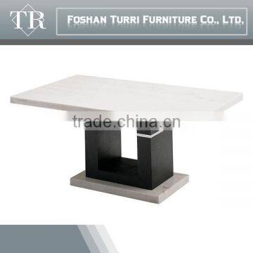 Gloss White and Black White Marble Top Side Table photo-3