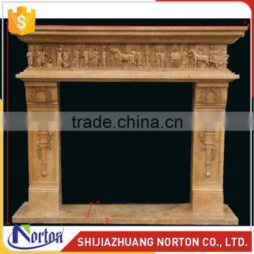 Handmade carved fireplace travertine mantels for sale NTMF-F007LI