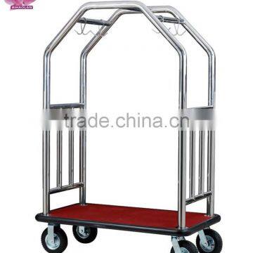 Stainless steel luggage trolley bellboy trolley for hotel BY-387