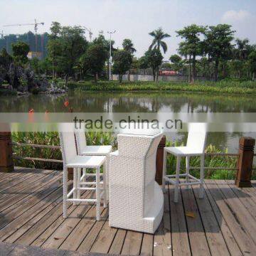 pe rattan table and high top chairs