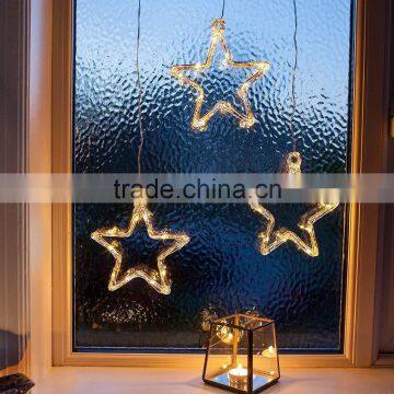 Battery Operated Warm White LED Acrylic Star Hanging Window Light