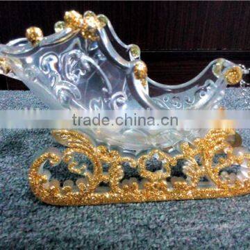 2016 Hot Sale Christmas Decoration Three Acrylic Reindeer and Sleigh With Gold Glitter photo-2