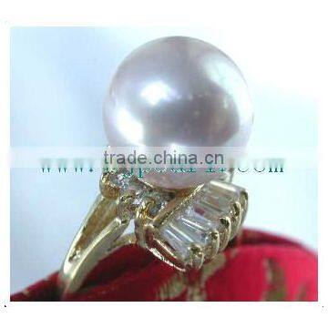 White South Sea Pearl With Gold Ring Diamond Ring photo-3