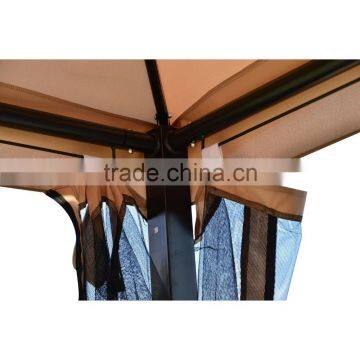 Outdoor 3 Person Patio Tan Daybed Canopy Gazebo Swing With Mesh Walls photo-6