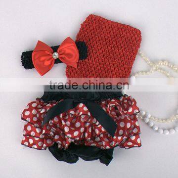 Hot Sell Adorable Baby Diaper and Crochet Tube Top3 Sets , Satin Baby Bloomers, Baby Ruffle Bloomers photo-4