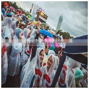 Custom cheap plastic disposable poncho raincoat