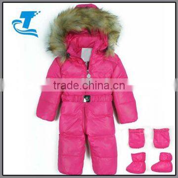 Fashion Coat Suit for Baby Girl Children Down Winter Romper Warm Hooded Down Feather Overalls