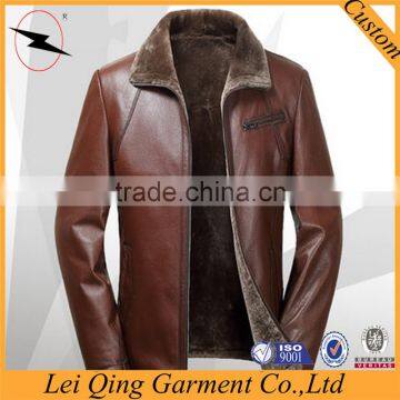 High Quality OEM Latest Designs Real Fur Black Man Leather Jacket photo-3