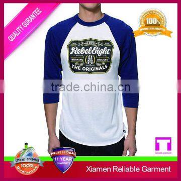 New Design 100% Cotton 3/4 Sleeve Raglan t Shirt , High Quality Wholesale Printing Custom Accepted photo-2