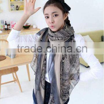2016 Fashion Women Chiffon Scarf Summer New Peony Printing Elegant Lady Shawls Scarves Silk Scarf 8 Colors 170*80cm photo-3