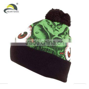 Wholesale Colorful Fancy Heat Sublimation Custom Printed Fabric Knit Beanie photo-4