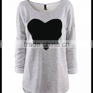 Fashion New Design European Style Love Pattern Girl Long Sleeve Baggy T-shirt photo-2