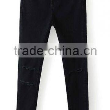 Runwaylover EY0618P New Design 2017 Ladies Fashion Washed Hole Jeans photo-2