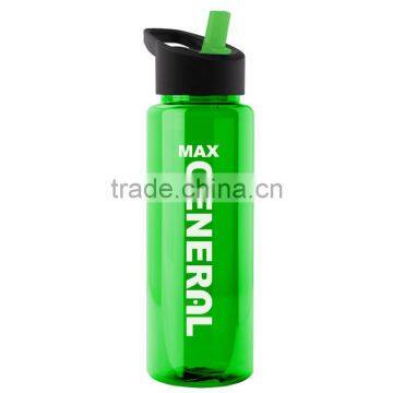 USA Made 32 oz Transparent Sports Bottle With Flip Straw Lid - BPA/BPS-free, FDA compliant and comes with your logo