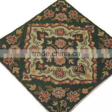 Embroidered Ethnic India Pillow Decor Accent Cushion Cover Kashmir Wool Crafts photo-2