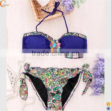 Bohemian clothing crystal rhinestone bikini set