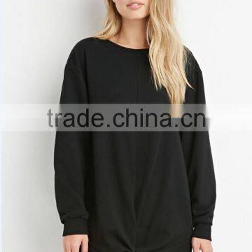 Latest Oversized Knotted Hem Crewneck Sweatshirt Women Sweatshirt Dresses photo-2