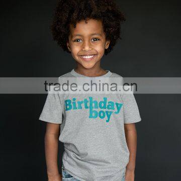 New Gray Boys Birthday T Shirt With Letter Leisure Boy Tops Cool Children Clothes BT90423-11