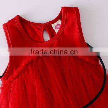 Wholesale Red Flower Little Girl Floral Print Party Dresses photo-5