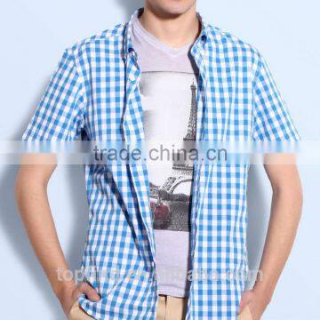 Latest design Egyptian cotton blue color Italian men casual shirt