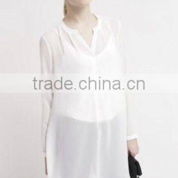 Basic Long Section White t Shirt Long Sleeve Fashion Casual Tunic photo-2